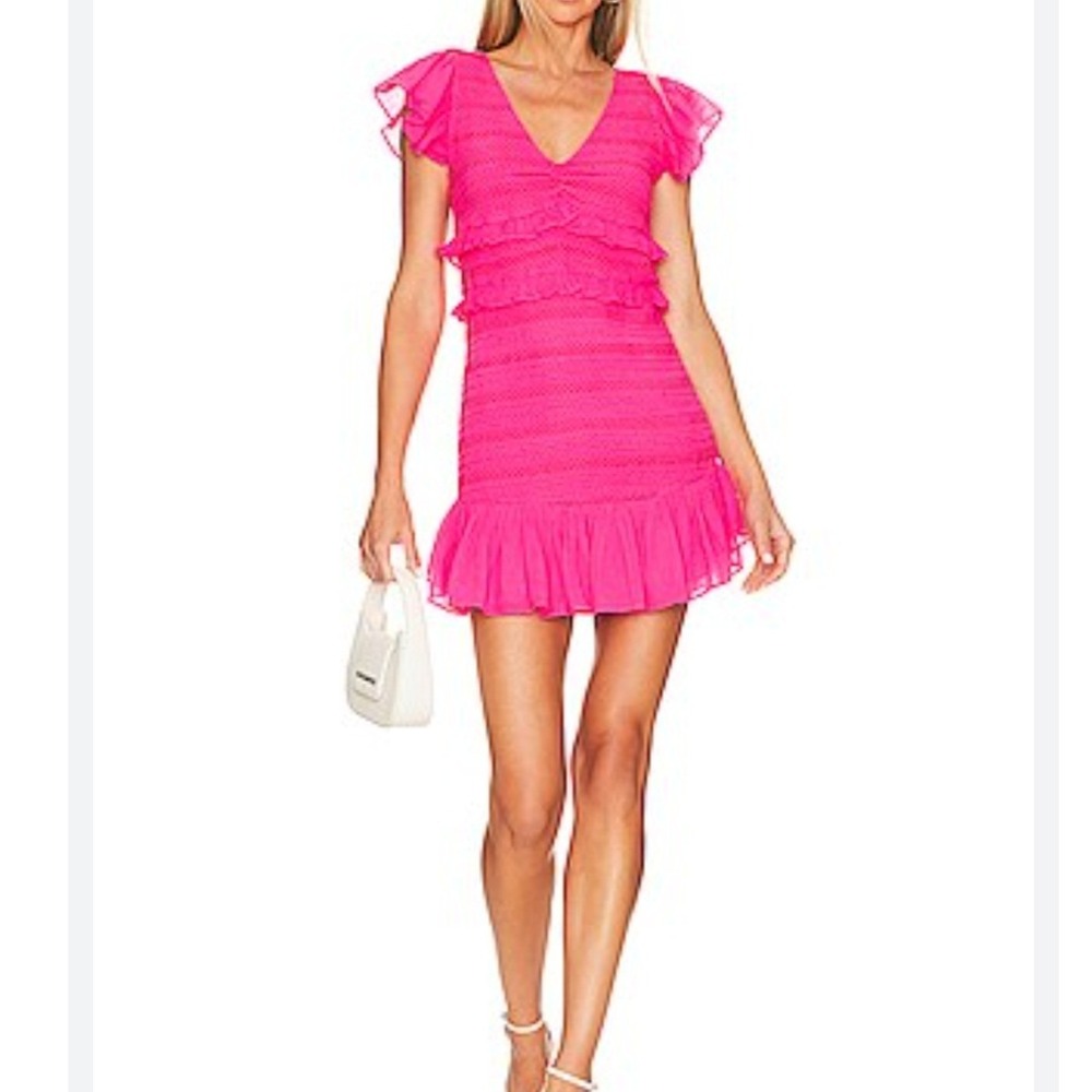 LoveShackFancy Sonora Dress Watermelon Ice Pink Smocked 100% Cotton L NEW Summer